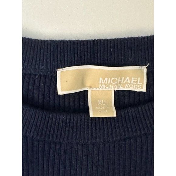 Michael Kors Knit Viscose Mix Top MK Logo Soft Open Shoulders  Tee Size Xl # 860 - Picture 6 of 14